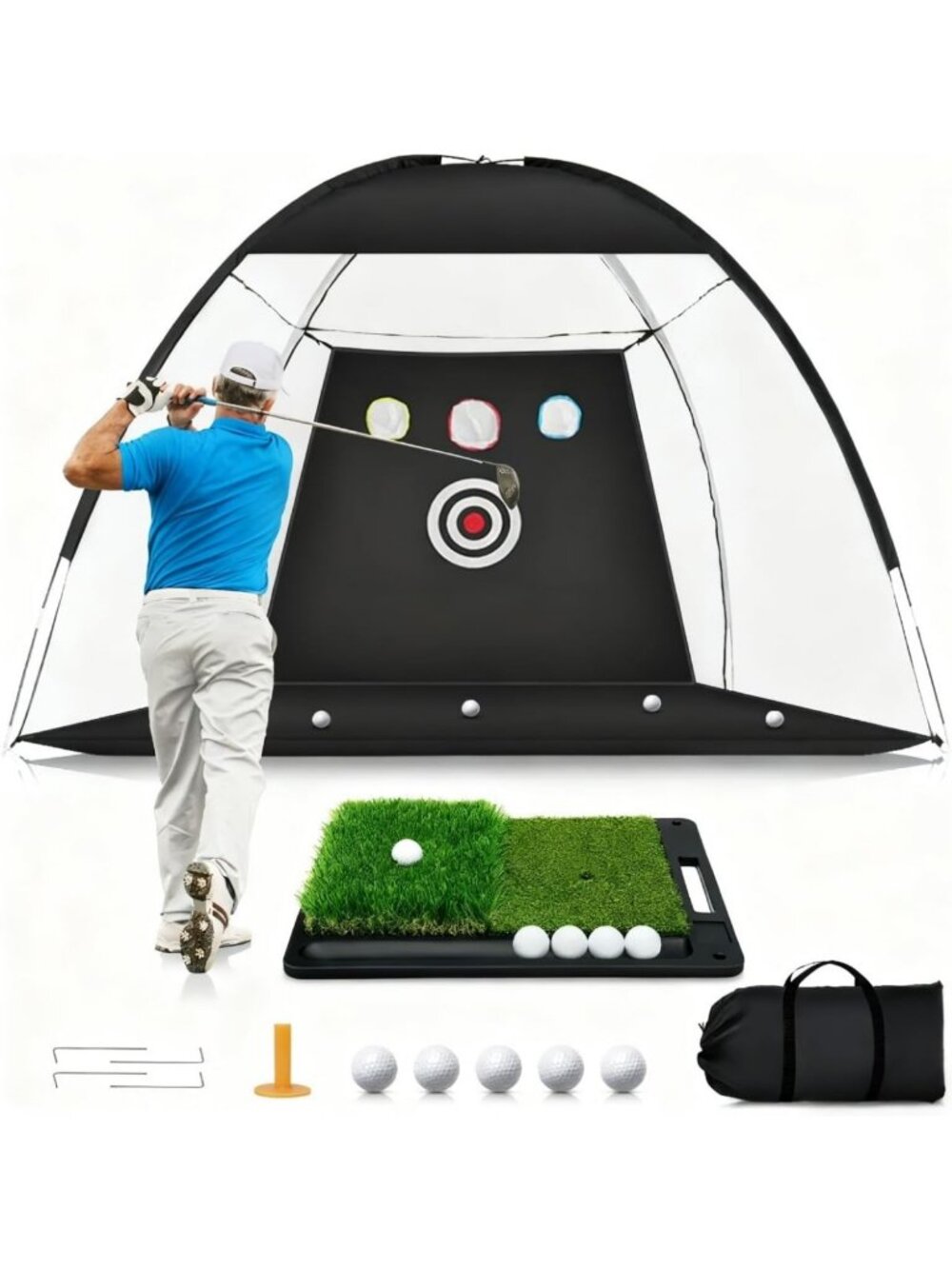 10x7FT Golf Practice Net & Hitting Mat for Backyard Swing & Chipping Training